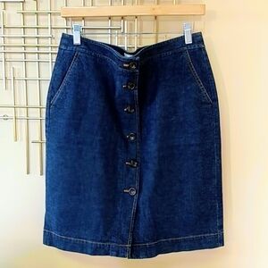 Talbots Petites Button‑Front Denim Skirt – 10P
